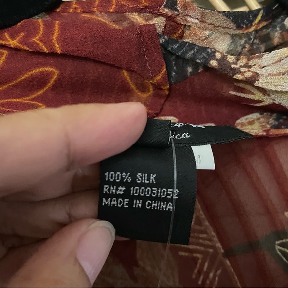 Citron Santa Monica Silk Cardigan Asian Open Front Floral Sheer Sz PS B33 - Picture 4 of 10